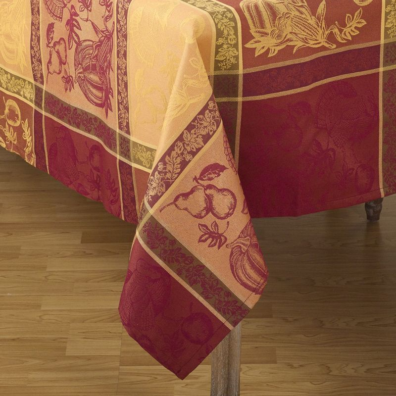 Saro Lifestyle Thanksgiving Fall Holiday Design Jacquard Cotton Blend Tablecloth, Multi, 72" x 120"