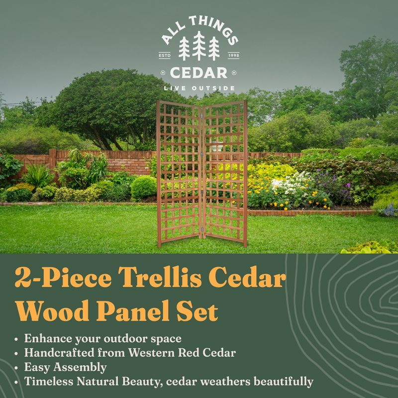 All Things Cedar 2-Piece" Outdoor Single Trellis Handcrafted for Climbing Plants with Snug-Fitting Parts and Sanded Finish for Patio Privacy Screens