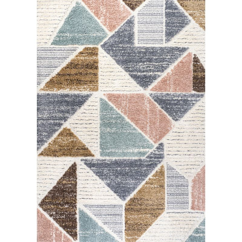 3' x 5' Aileen Geometric Scandi Colorblock Carved Area Rug, Cream - JONATHAN Y