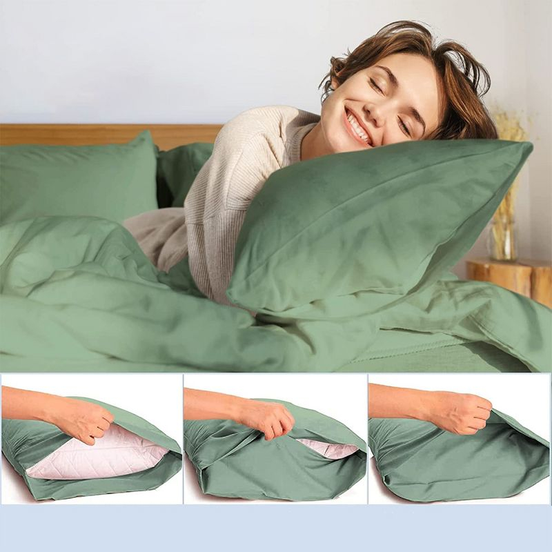 LuxClub 2 PC Tree Moss Green Queen Performance Microfiber Solid Pillowcase Set