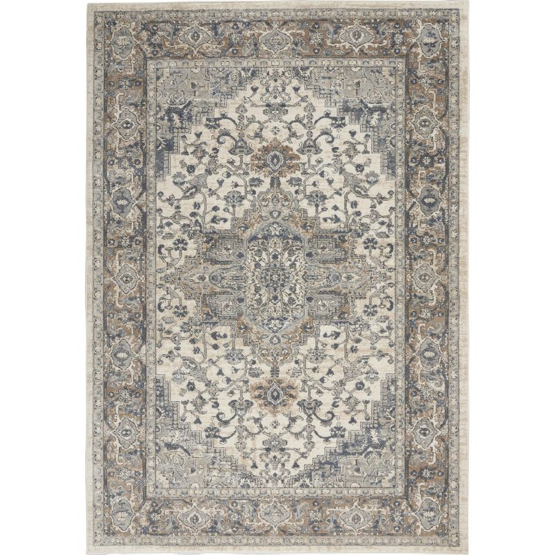Nourison Concerto Center Medallion Indoor Rug Ivory/Grey 6' x 9'