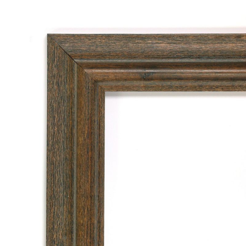Amanti Art Distressed Rustic Brown Beveled Wood Bathroom Wall Mirror 24.5 x 30.5 in.