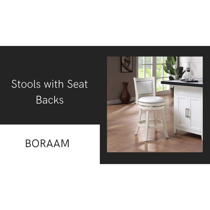 24" Kyoto Wood Composite Counter Height Barstool Cherry - Boraam: Swivel, Upholstered, Lacquered Finish