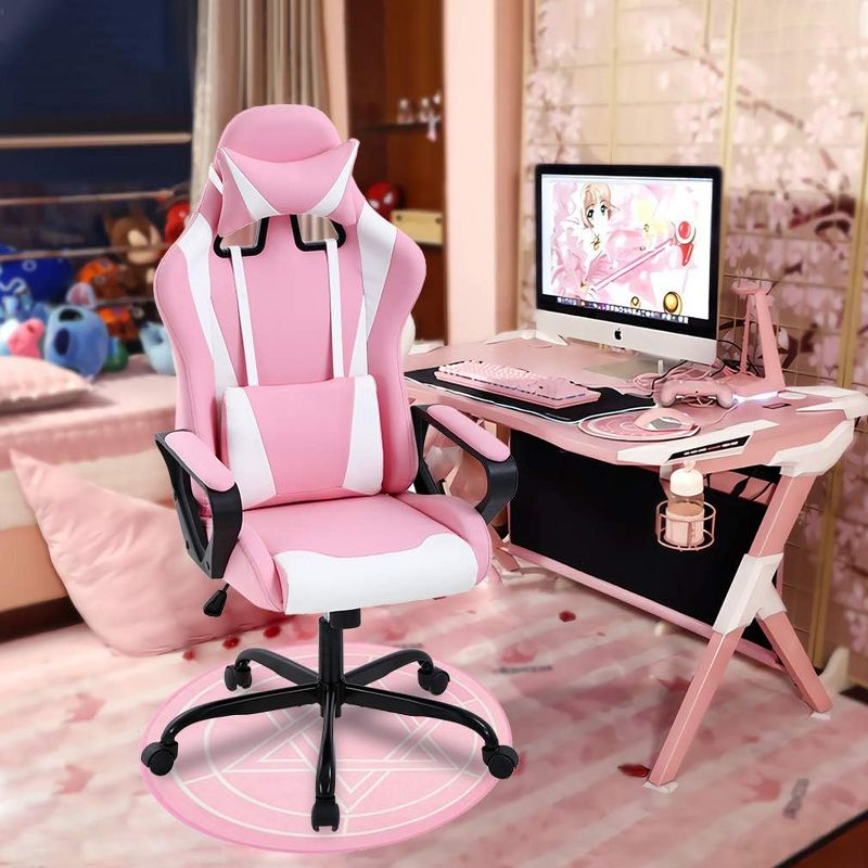 FDW Office Chair Gaming Chair Desk Chair Executive Chair with Lumbar Support Adjustable Stool Swivel Rolling Computer Chair,Pink