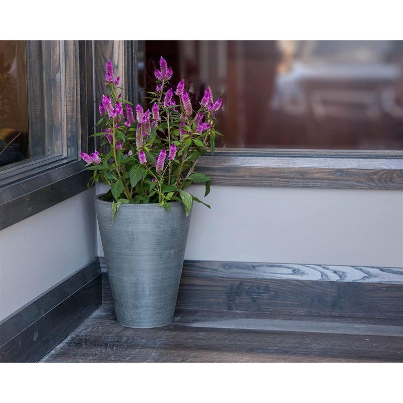 Algreen Valencia Round Taper Planter, Textured Charcoal, 10in