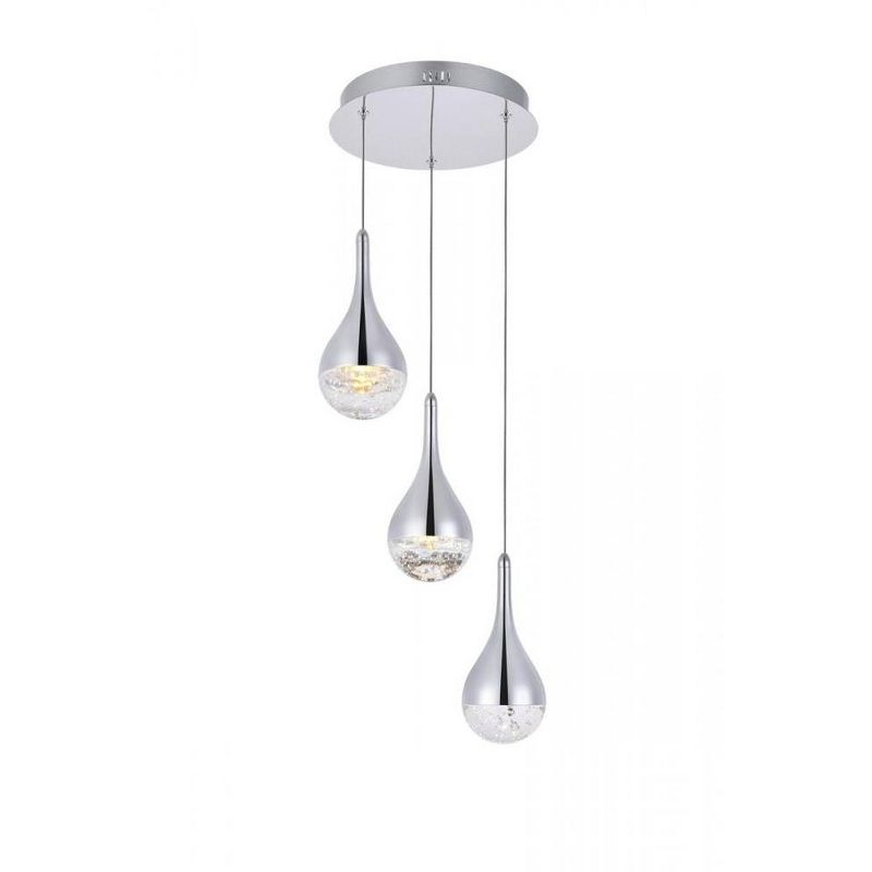 Elegant Lighting Amherst Collection LED 3-light chandelier 12in x 9in chrome finish