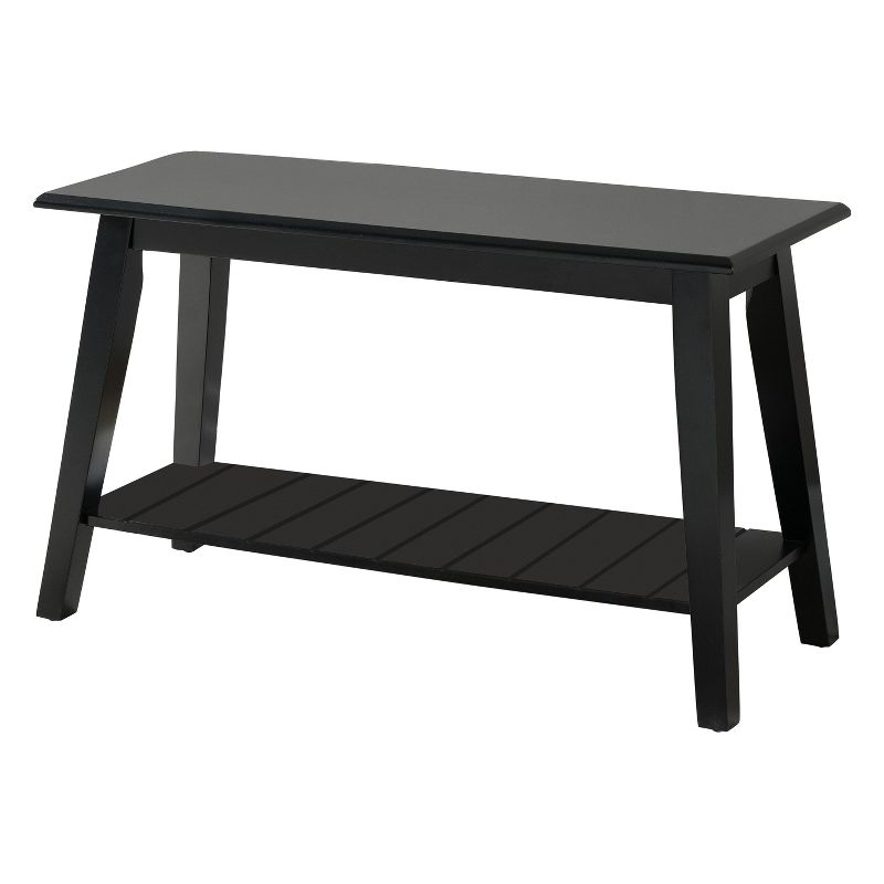 Kings Brand Furniture Delphi Wood Bench with Storage Shelf for Entryway Bathroom Bedroom, Black