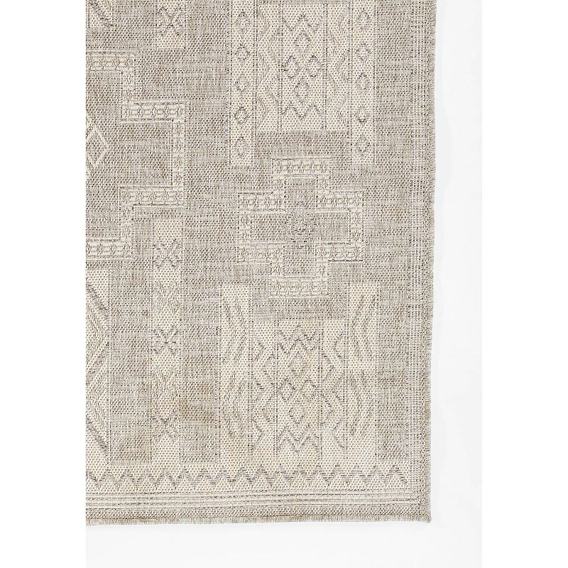 Momeni 5'3"x7' Hampton Jaxon Machine Loomed Indoor/Outdoor Area Rug Gray: Geometric Rectangle, Low Pile Polypropylene