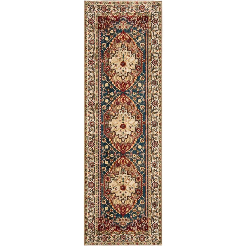 Kashan KSN306 Power Loomed Runner Rug - Ivory/Blue - 2'6"x8' - Safavieh