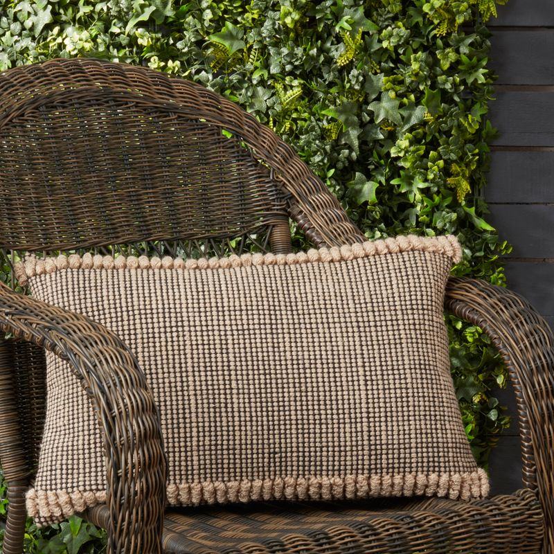 Saro Lifestyle Rustic Charm Outdoor Poly Filled Throw Pillow, Beige, 14"x22"