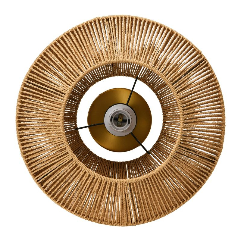 Storied Home Coastal Ceiling Lamp with Shade Natural Paper Rope and Iron Base: Flush Mount, ETL & UL Listed