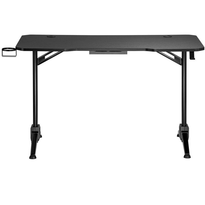 Monoprice Home Office Steel Frame Computer Desk with Solid-Core 4-foot Desktop and Accessory Attachments, Black - Workstream Collection