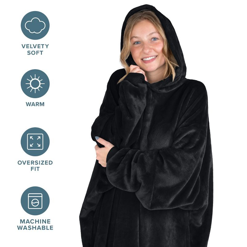 Adult Bare Homey B-Chill Microplush Wearable Blanket, Black