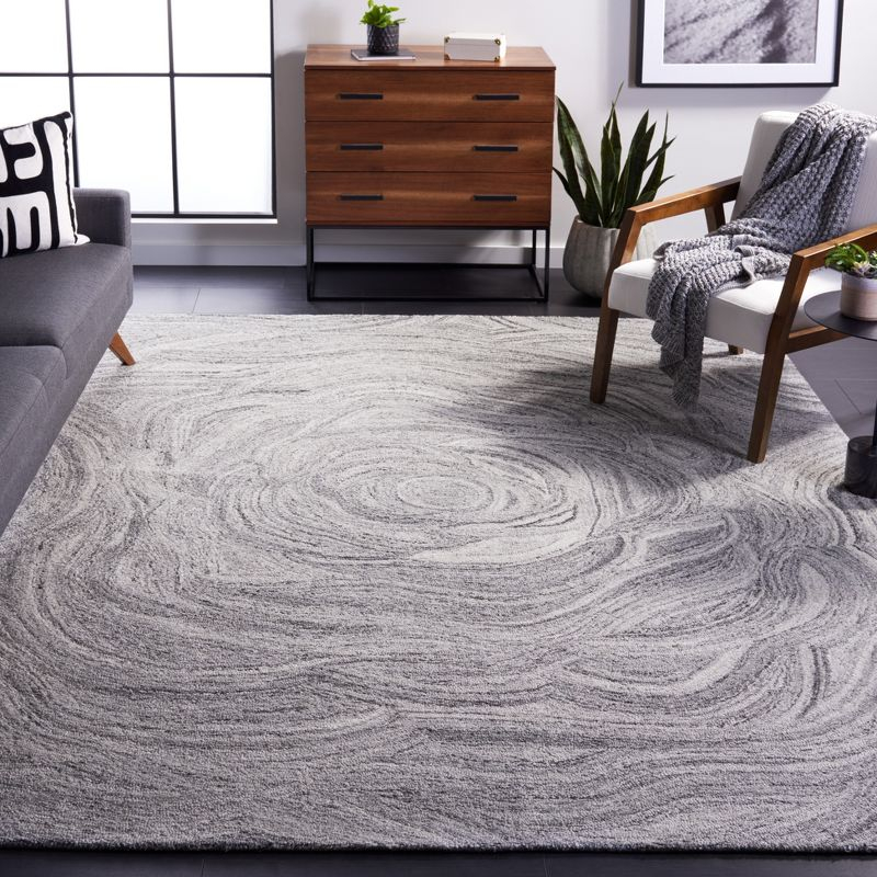 Abstract ABT148 Handmade Indoor Area Rug - Dark Gray/Black - 6'x6' - Safavieh