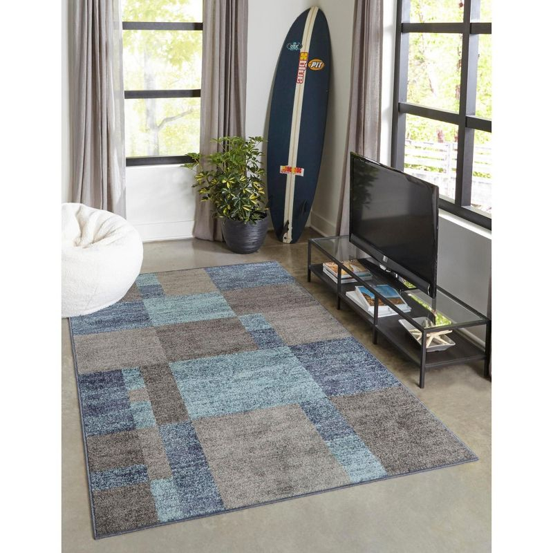 Unique Loom Autumn Collection Area Rug - Providence (9'  x 12' Rectangle Blue Gray/Light Brown)