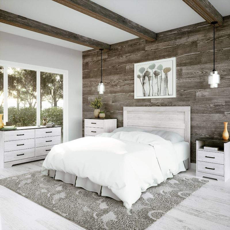 Prepac Rustic Ridge Farmhouse 6 Drawer Bedroom Dresser Washed White