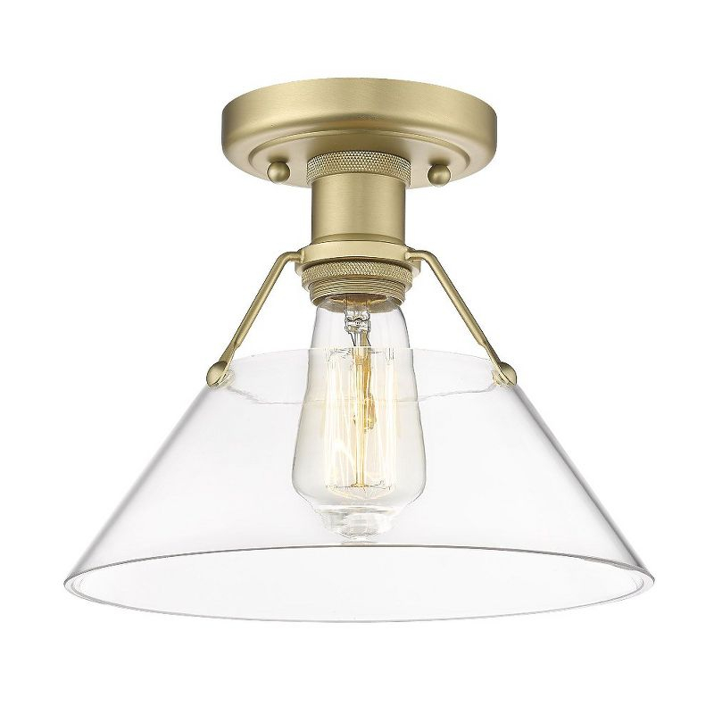 Golden Lighting Orwell 1-Light Flush Mount in Brushed Champagne Bronze with Clear Glass