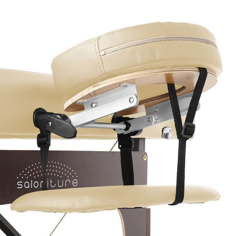 Saloniture Professional Portable Lightweight Bi-Fold Massage Table with Reiki Panels - Cream