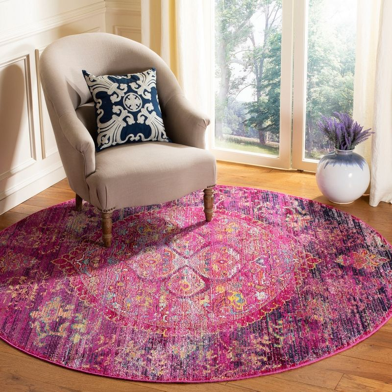 Crystal CRS512 Power Loomed Area Rug - Fuchsia/Purple - 7' Round - Safavieh.