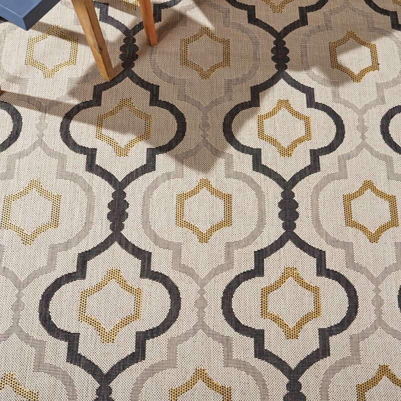 Courtyard CY7938 Power Loomed Indoor and Outdoor Accent Rug - Beige/Black - 2'7"x5' - Safavieh
