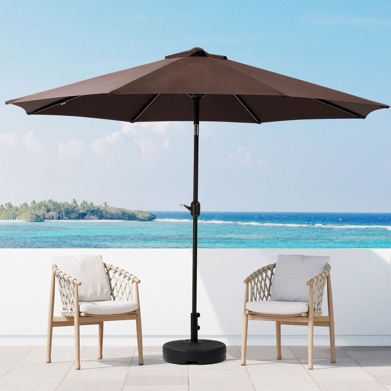 WestinTrends 9 Ft Outdoor Patio Market Table Umbrella with Tilt and Crank, Coffee