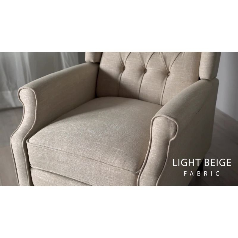 Walter Light Beige Fabric Recliner Club Chair - Christopher Knight Home: Elegant Tufted Wingback, Nailhead Trim, Polyester Upholstery