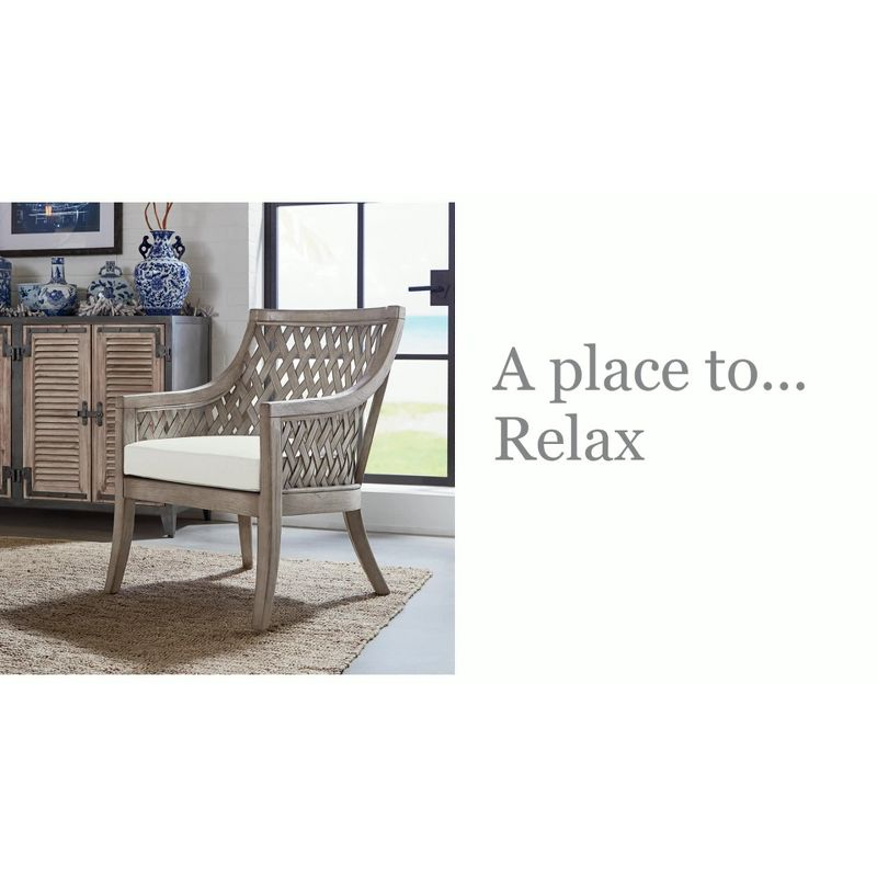 Lantana Arm Chair Linen - OSP Home Furnishings: Woven Cane Back, Polyester Cushion, Rustic Gray Finish