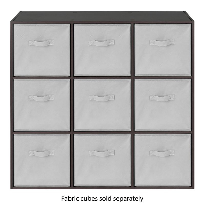 Whitmor 9 Section Cube Organizer Espresso: Universal Storage, 35.5" x 11.75", Particle Board & Steel, Divided Shelves