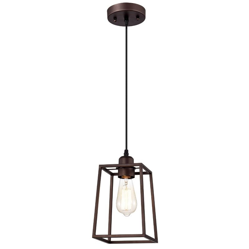 Chloe Lighting Ironclad Industrial 1 Light Oil Rubbed Bronze Mini Pendant Ceiling Fixture 6" Wide