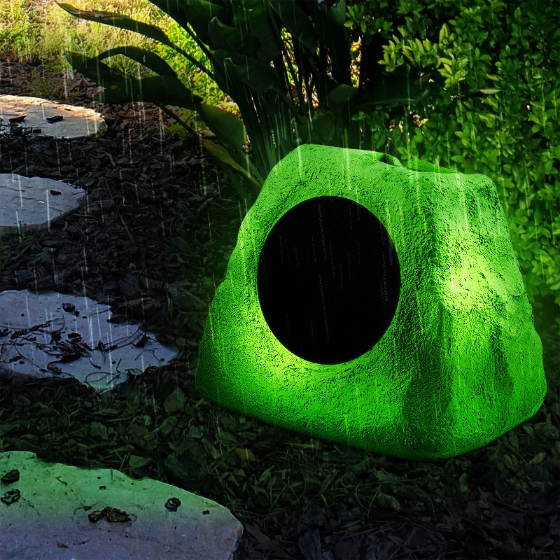 Gemini® GHRK-500LTMS Solar Bluetooth® TWS 30-Watt-Peak Outdoor Rock Speaker with LED Lighting (1 Pack) in Gray