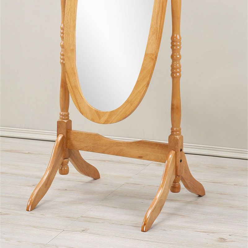 Roundhill Furniture Traditional Queen Anna Style Wood Floor Cheval Mirror Pink