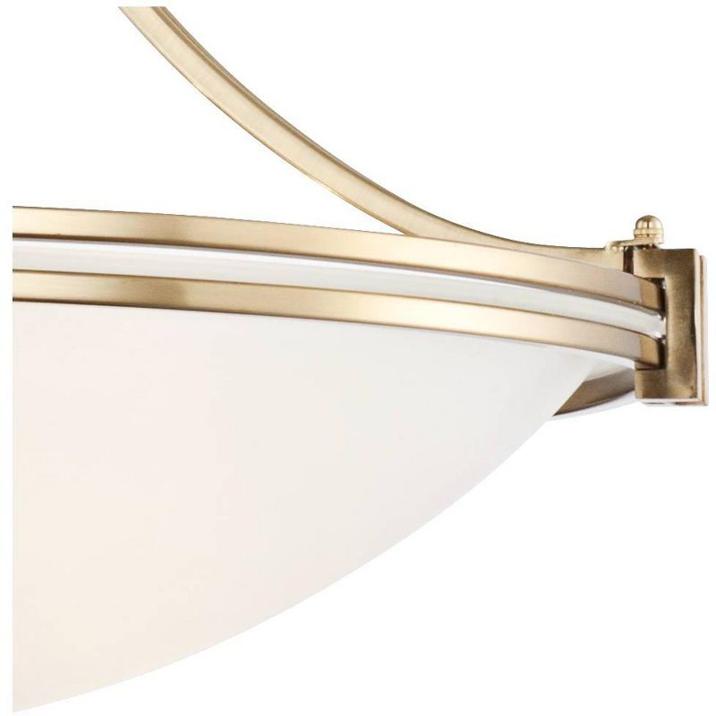Possini Euro Design Deco Warm Brass Pendant Chandelier 21 1/2" Wide Modern White Marbled Bowl Glass 3-Light Fixture for Dining Room Kitchen Island