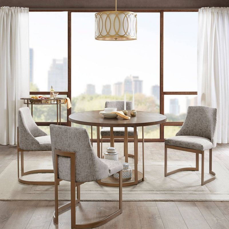Madison Park Set of 2 Thornton Dining Chairs Gray: Upholstered, Metal Legs, Contemporary Style