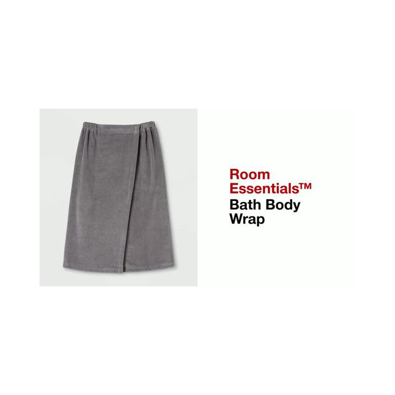 Bath Body Wrap Gray - Room Essentials™: Cotton Terry Shower Wrap, Hook & Loop Closure, OEKO-TEX Certified