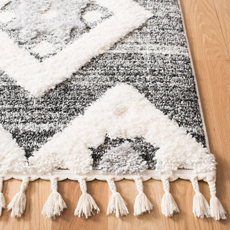 Moroccan Tassel Shag MTS664 Power Loomed Indoor Accent Rug - Grey/Ivory - 4'x4' - Safavieh