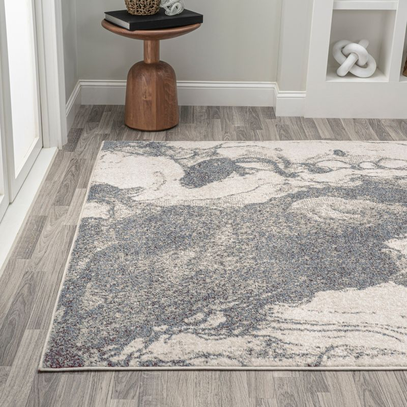 5' x 8' Marmo Abstract Marbled Modern Area Rug, Gray/Cream - JONATHAN Y