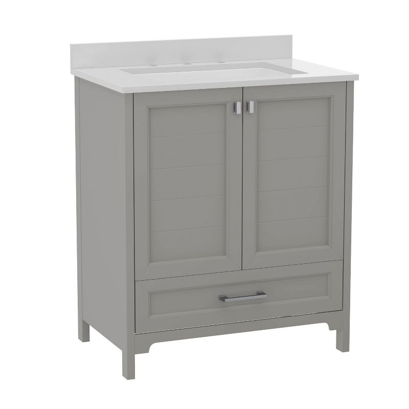 Flash Furniture 30 Inch Bathroom Vanity with Undermount Sink, Cabinet, and Drawer in Gray