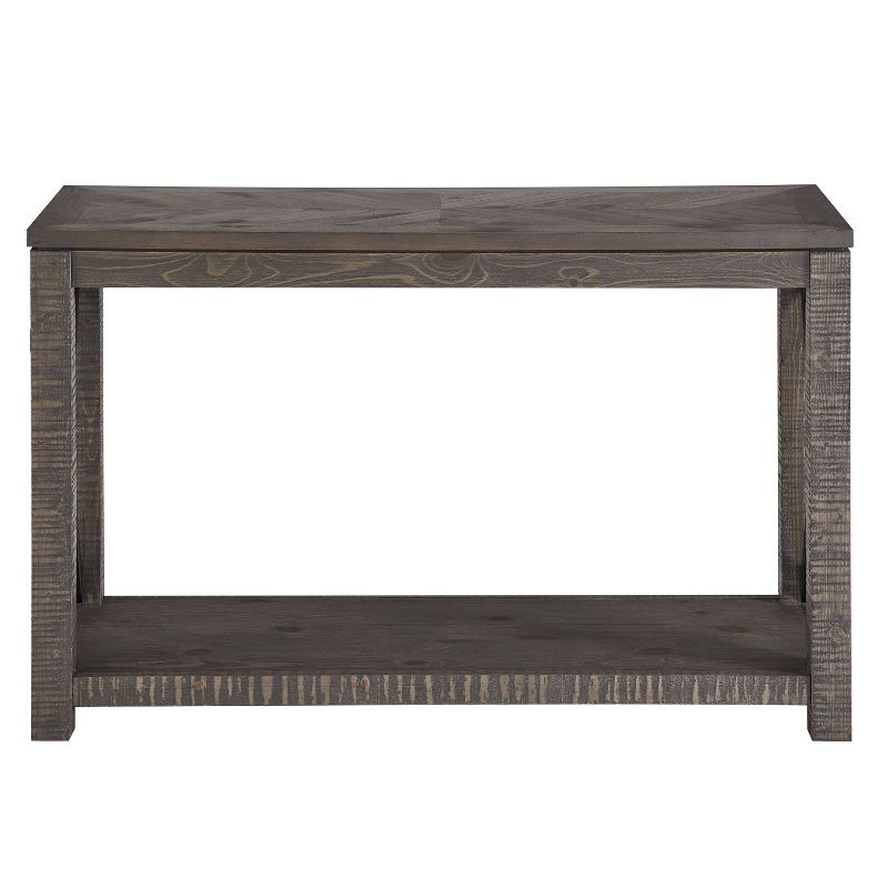 Dexter Sofa Table Distressed Gray - Steve Silver Co.: Rustic Style, Metal X Motif, Bottom Shelf