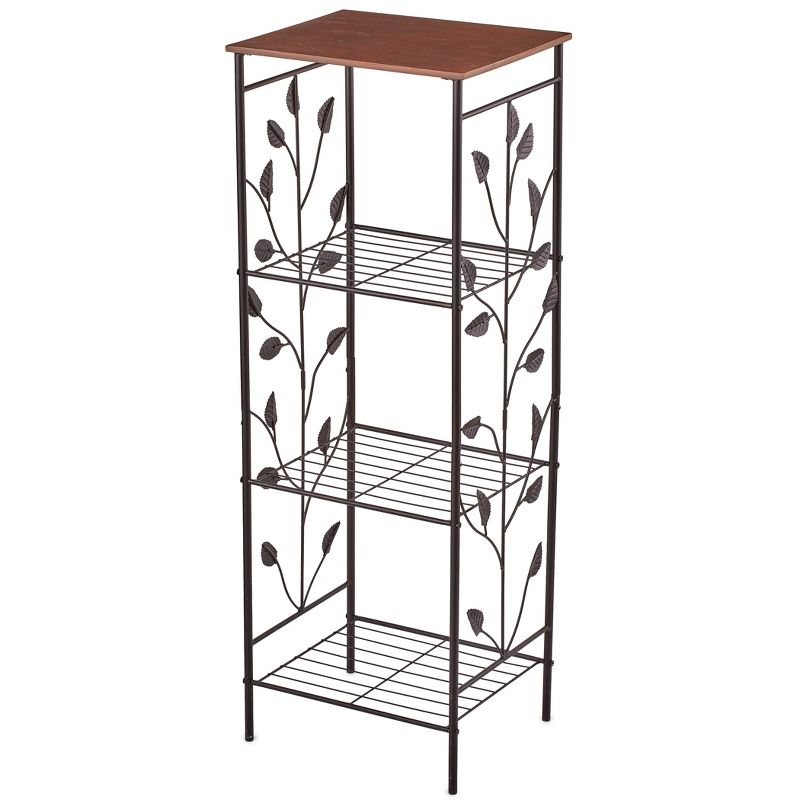 Collections Etc Climbing Leaf Design 4-Tier Metal Accent Shelf 15.25 X 12.5 X 42.5