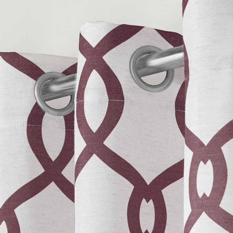 EXCLUSIVE HOME Kochi Light Filtering Linen Blend Grommet Top Curtain Panel Pair, 54"x96", Burgundy