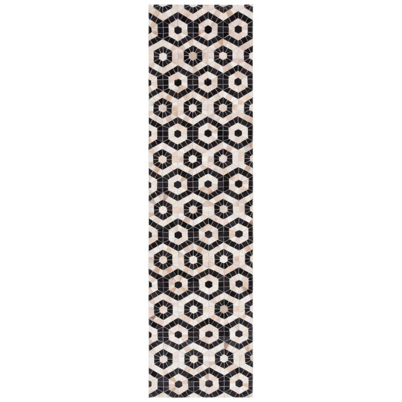 Studio Leather STL234 Flat Weave Runner Rug - Black/Beige - 2'3"x9' - Safavieh