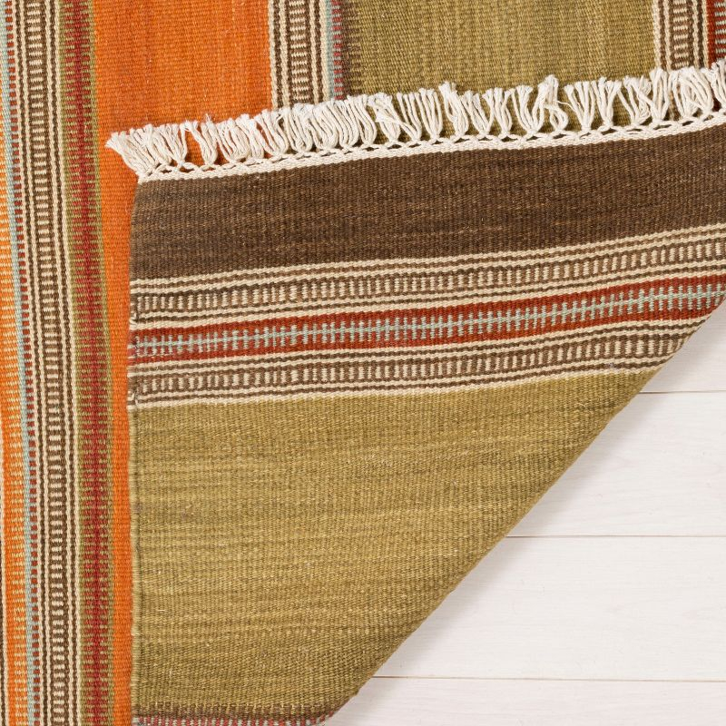 Striped Kilim STK317 Hand Woven Runner Rug - Green - 2'3"x6' - Safavieh.