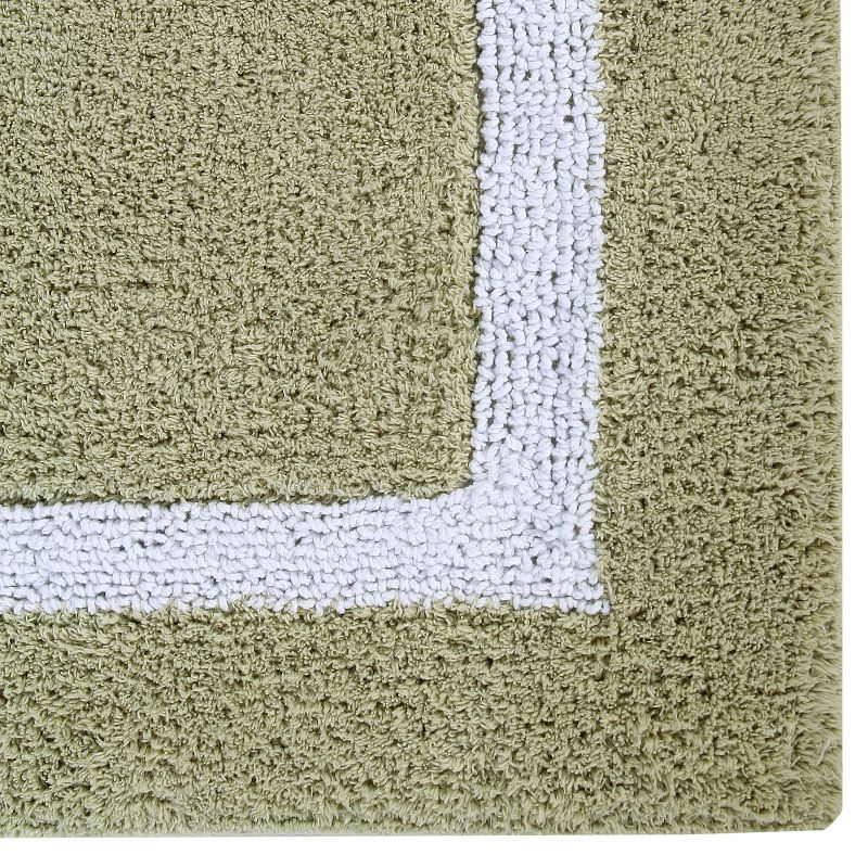 Better Trends Hotel Multi 100% Cotton Tufted Two Tone Reversible Bath Rug Set 2 PC (17" x 24" | 21" x 34") - Sage/White