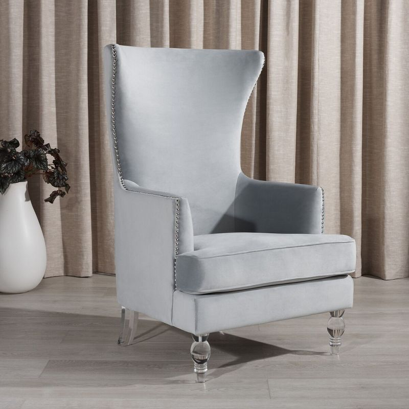 Geode Modern Wingback Chair - SFV4745 - Light Silver - Safavieh Couture