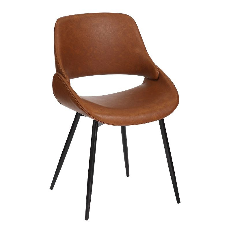 Set of 2 Fabrico Dining Chairs Black/Camel - LumiSource: Faux Leather, Metal Legs, Comfort Design
