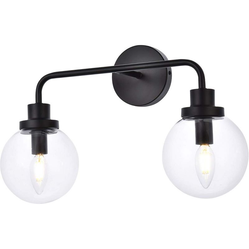 Elegant Lighting Hanson 2 lights bath sconce in black with clear shade