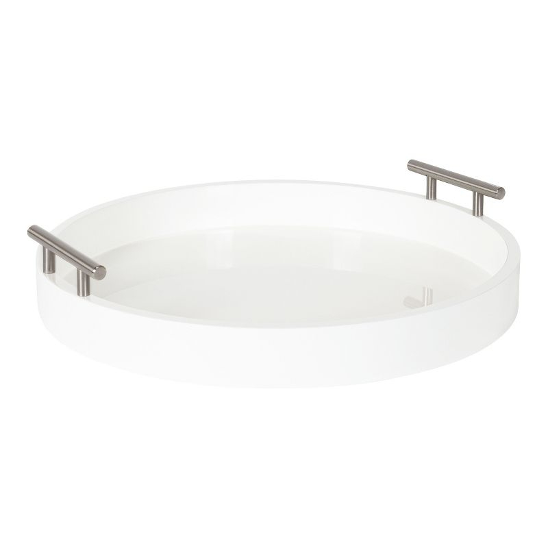 Kate and Laurel Lipton Tray, 15.5" Diameter, White and Silver