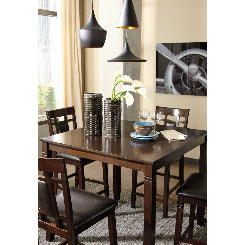 Bennox Counter Height Dining Table Set Brown: Faux Leather Stools, 5-Piece - Signature Design by Ashley