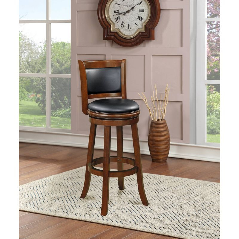 34" Extra Tall Augusta Swivel Barstool Cherry - Boraam: Modern Faux Leather, 360-Degree Swivel