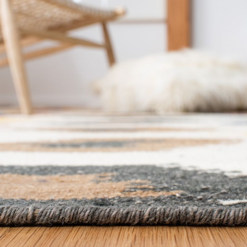 Dhurries DHU648 Hand Woven Area Rug - Ivory/Multi - 3'x5' - Safavieh.